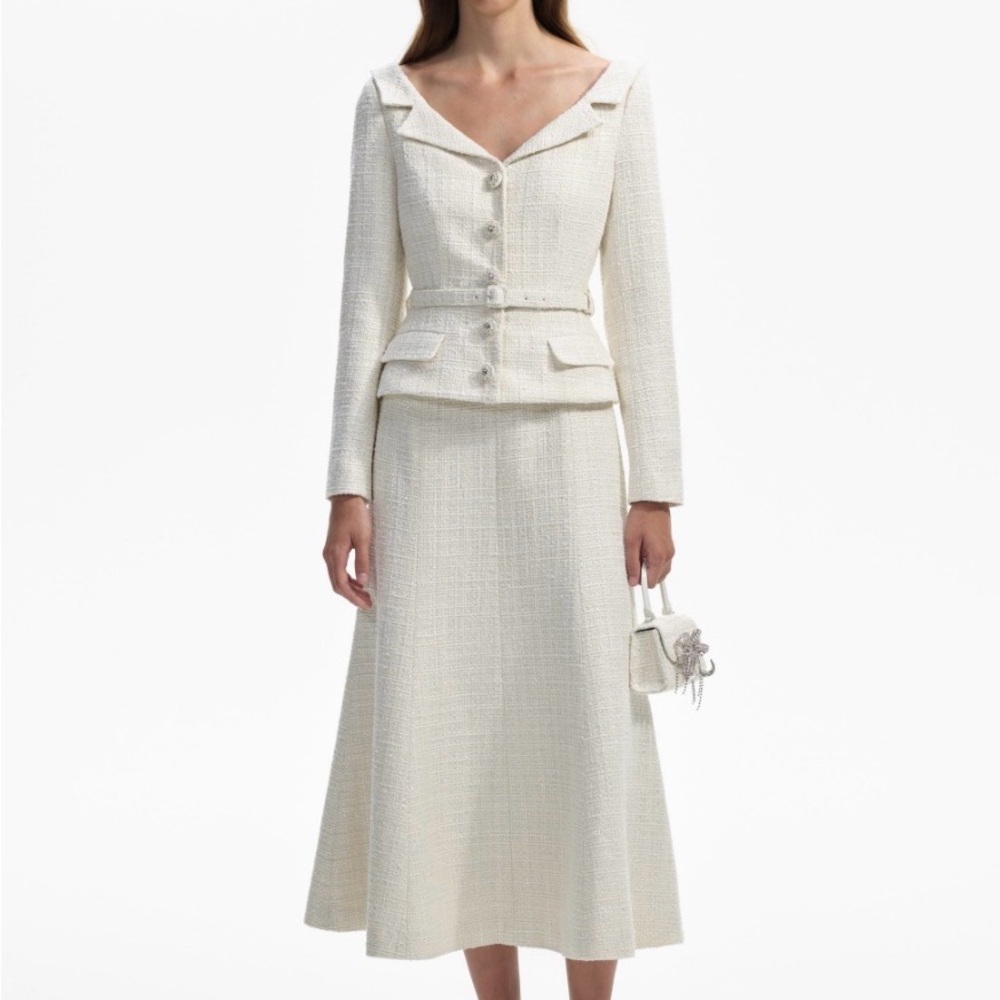 Self-Portrait Cream Midi Dress